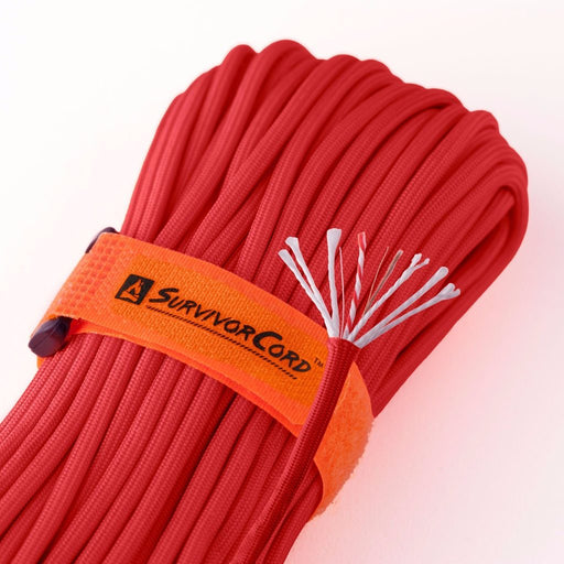 TITAN SurvivorCord (MED RED) | 100 Feet | Patented Military Type III 550