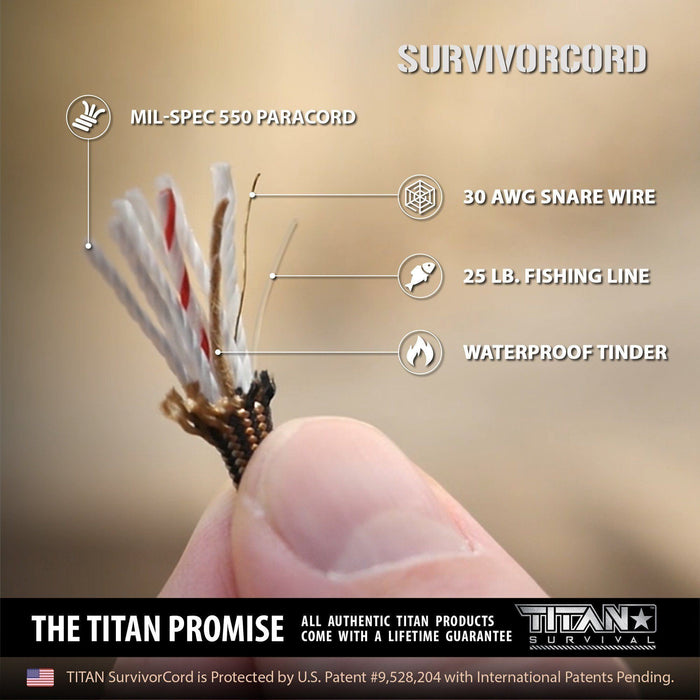 TITAN SurvivorCord (URBAN CAMO) | 100 Feet | Patented Military Type III 550