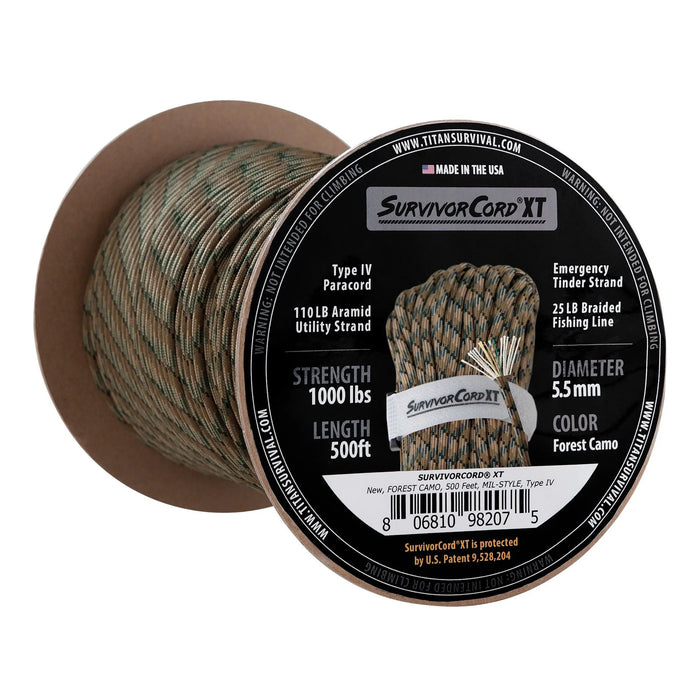 Titan SurvivorCord XT 500 FOOT SPOOL- Forrest Camo