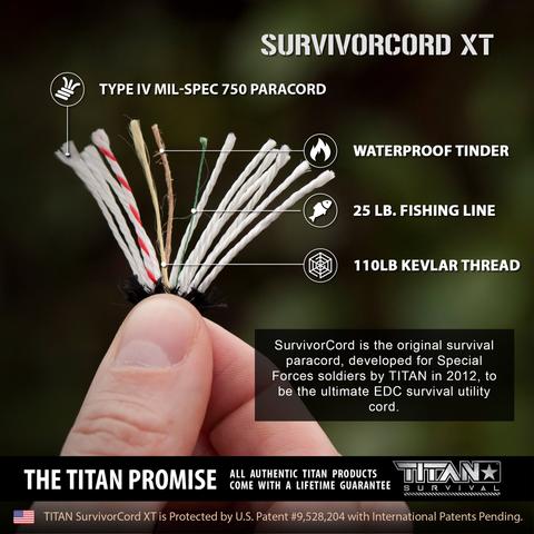 Titan SurvivorCord XT 100 FOOT (Kevlar + Survivorcord)-  Black